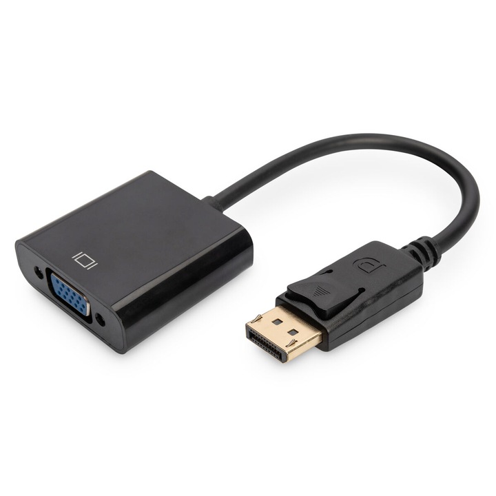 Digitus DisplayPort - VGA adapter, fekete, 15 cm
