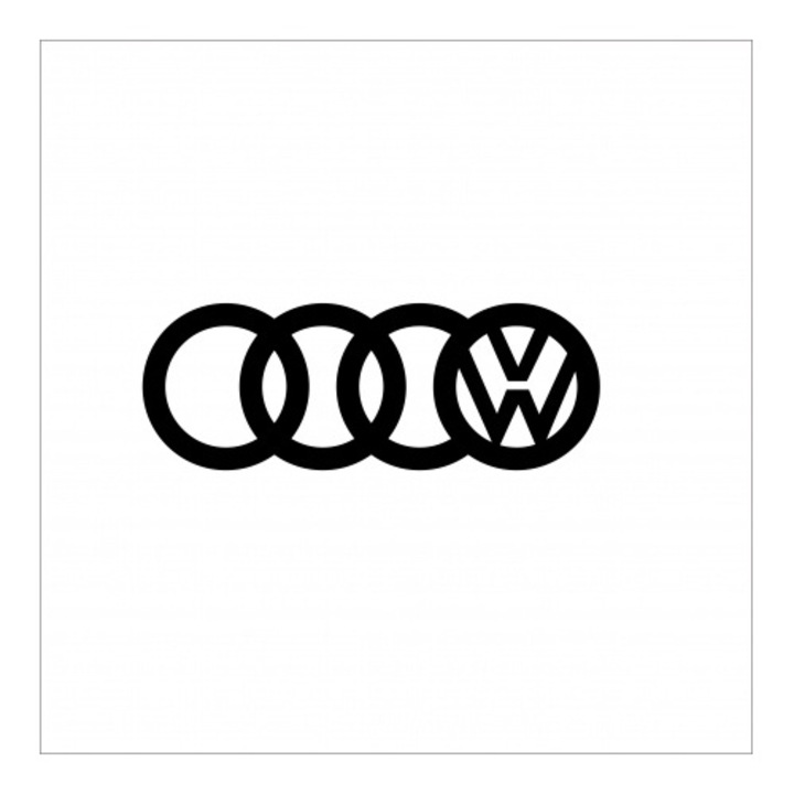 Sticker Audi Volkswagen - 15 Cm - Negru