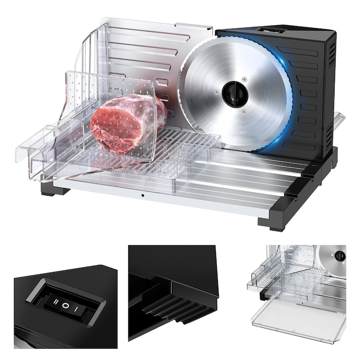 Професионална машина за нарязване Vertenz Snip 40, 160 W, подвижна тава за храна, Cребриста