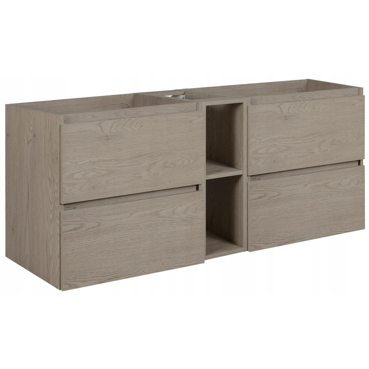 Fürdőszobabútor garnitúra, Rodan, Simple, Craft, Szekrény - 60x60,7x46 - 2, Polc - 20x60,7x44,2 cm, MDF, Soft Close, Szürke tölgy