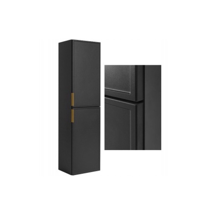 Fürdőszoba fali szekrény, Rodan, 136x27x35 cm, MDF, Soft Close, 3 polcos, sötétszürke