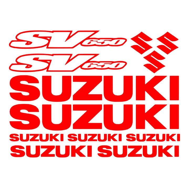 Set 12 stickere suzuki sv650, 16cm x16cm, rosu