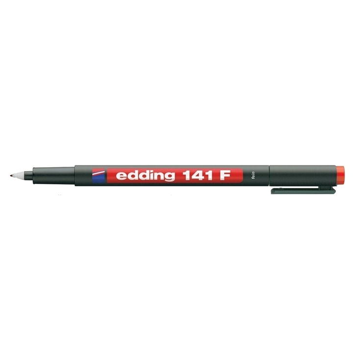 Marker permanent Edding OHP 141F, corp plastic, varf rotund, 0.6 mm, rosu