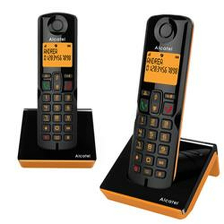Alcatel ATL1425413 vezetékes telefon, vezeték nélküli, fekete-narancssárga, 2 egység