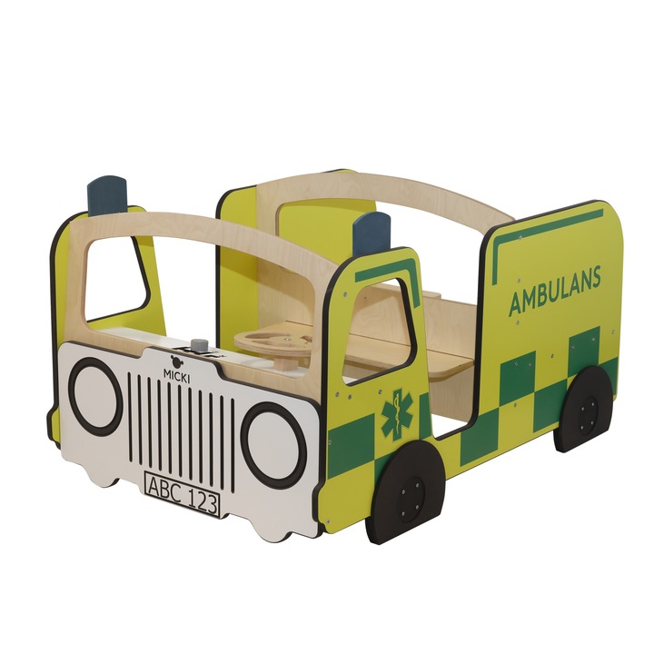 Дървена линейка Micki, 118x81x70cm, скандинавски дизайн, за деца, необходимо е сглобяване