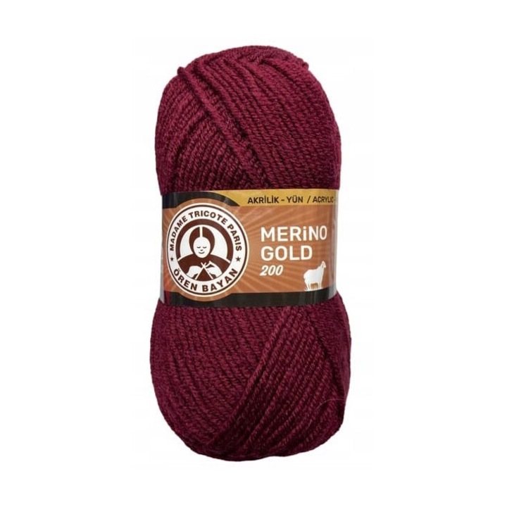 Tűztextil, Madam Tricote, Wloczka Merino Gold 200, 49% merinógyapjú, 51% akril, 100g, 200m