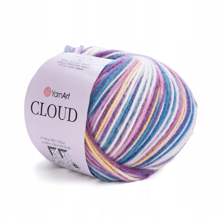 Fire textile YarnArt Cloud 5314, 25% lana, 75% acril, 100g, 230m, multicolor