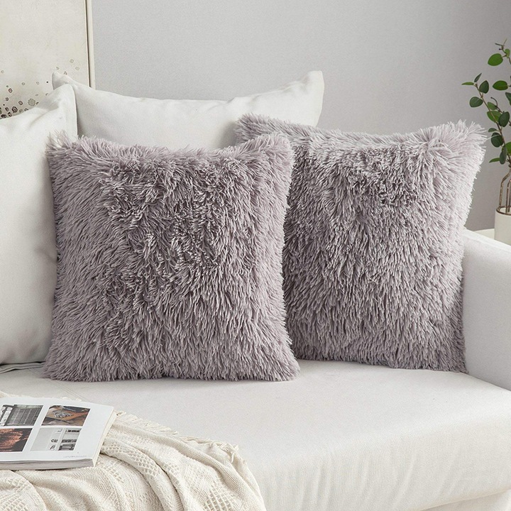 Декоративна калъфка за възглавница 60 x 60 см FURRY GREY (2 бр.)