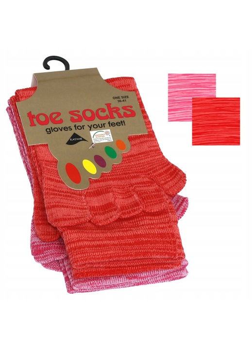 Set 2 perechi sosete dama, VCA, cinci degete, rosii/roz, 36-41 EU