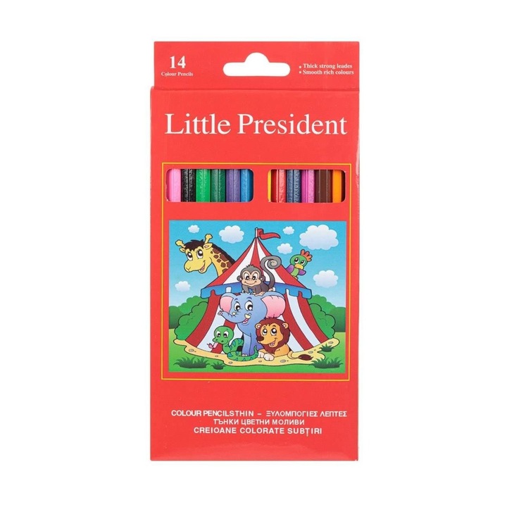 Set 14 Creioane Colorate Subtiri in Culori Intense