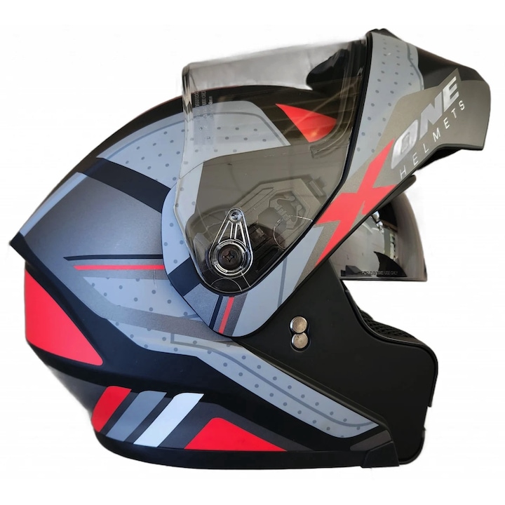 Casca moto flip up X-One cu ochelari de soare, Miromoto, multicolor, marimea M (57-58)
