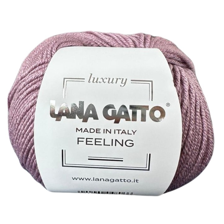 Lana Gatto Feeling kötőfonal, extra finom merinó gyapjú, selyem és kasmír, lila, 50g, Made in Italy – luxusfonal elegáns kötöttáruhoz