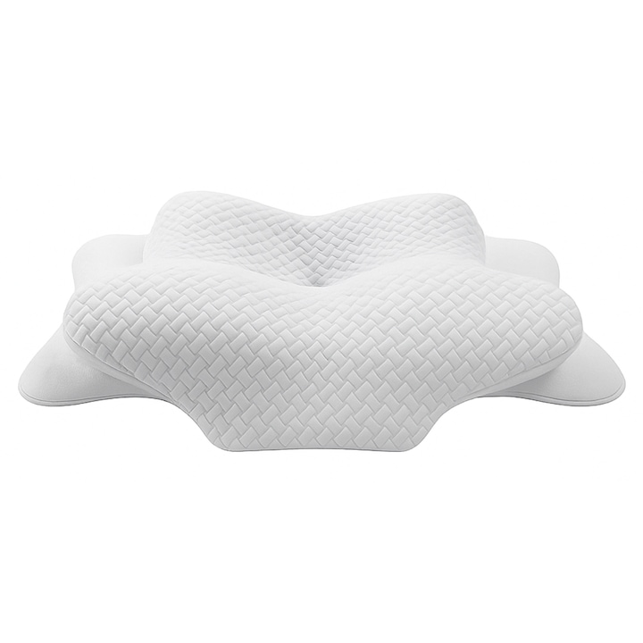 Perna ortopedica pentru gat CEDA ORTOPEDO by CEDA HOME, spuma cu memorie si husa din fibre de bambus, alb, 40 x 60 x 12-14 cm