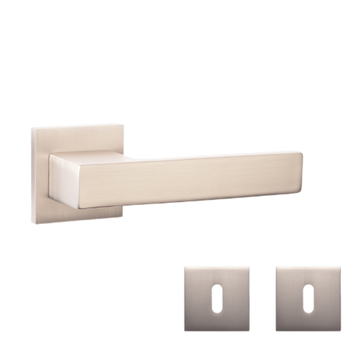 Maner usa interior APECS H-30115-A slim nichel mat cu rozete de cheie