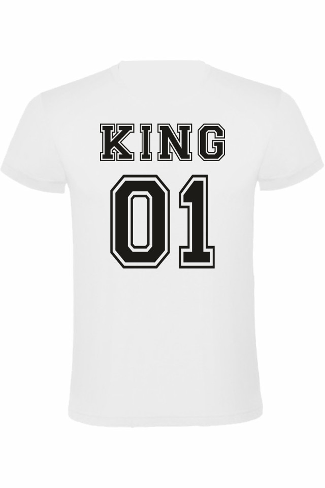 Tricou personalizat pe spate King 01, Alb/Negru