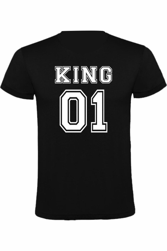 Tricou personalizat pe spate King 01, Negru/Alb
