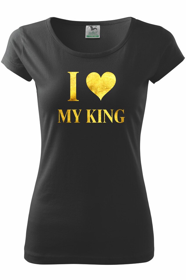 Tricou personalizat My King, Negru/Auriu