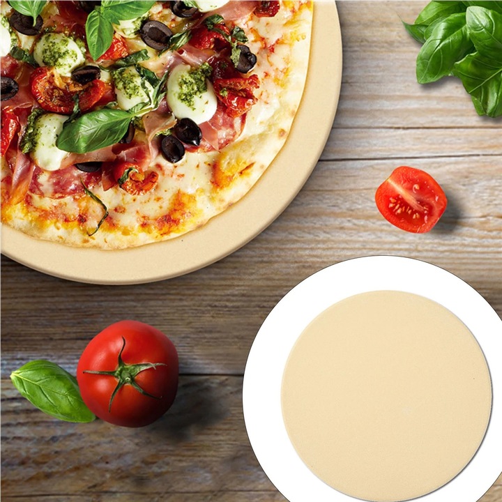 Set forme prajituri, 1x forma inghetata din silicon, farfurie rotunda 33cm, multicolor, pentru pizza din cordierit