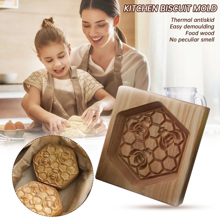 Forme prajituri Craciun, set forme din lemn pentru taiat biscuiti alfabet, unelte decorative pentru coacere, multicolor, 10x9x2cm