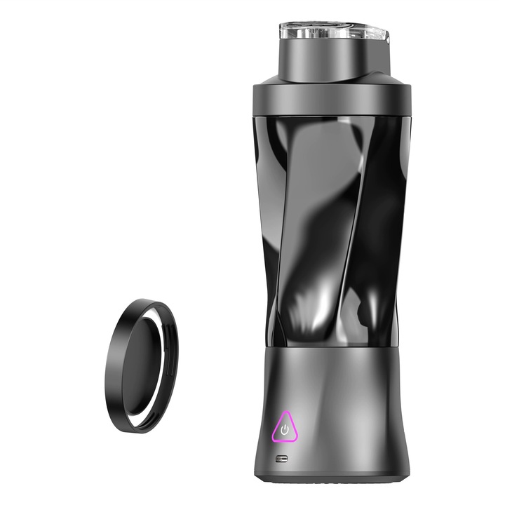 Преносима сокоизстисквачка за плодове, 700 мл, 6000 mAh, 360 W, черна, с 6 подобрени ножа
