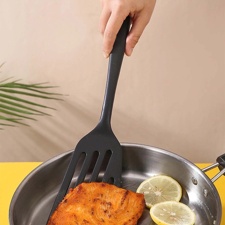 Set spatule din silicon multicolor, 35x8x3cm, rezistente la temperaturi ridicate, pentru gatit si amestecat