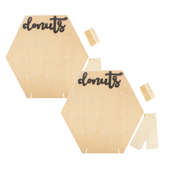 Suport pentru gogosi, lemn, design hexagonal, natur