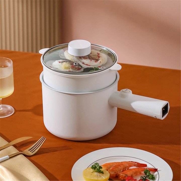 Oala electrica multifunctionala cu aburi, 1.8L, capacitate pentru 1-2 persoane, control temperatura, design compact, multicolor