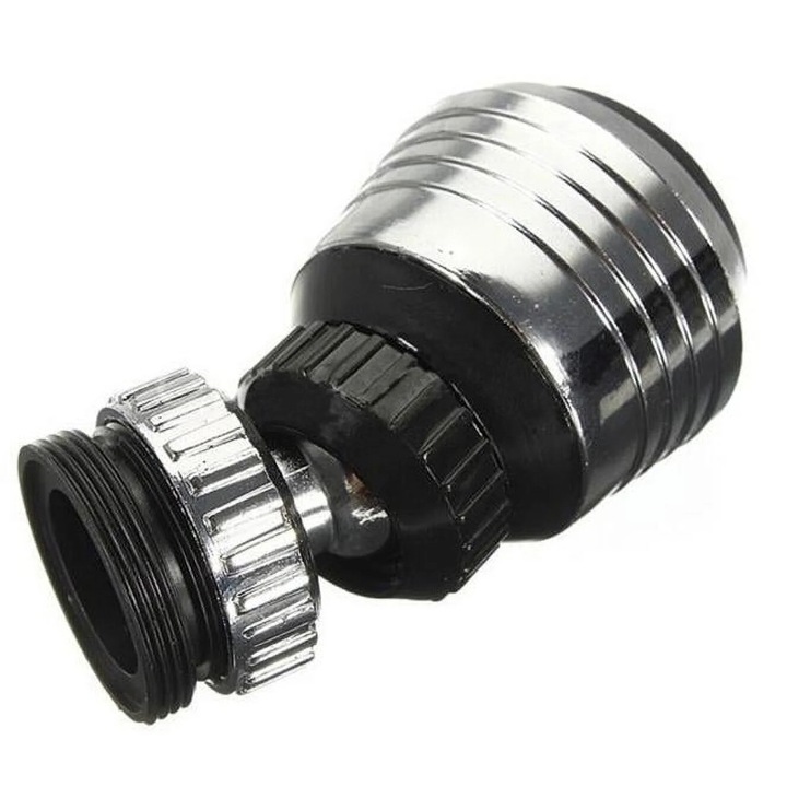 Aerator de apa rotativ 360°, accesorii pentru baterii sanitare, argintiu si negru, dimensiuni 57x35x21mm, set 1 buc.