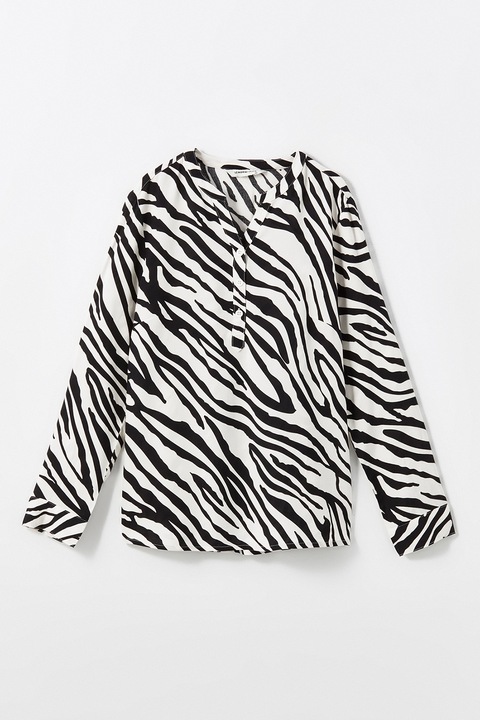 LC WAIKIKI, Bluza-tunica cu imprimeu, Negru/Alb murdar