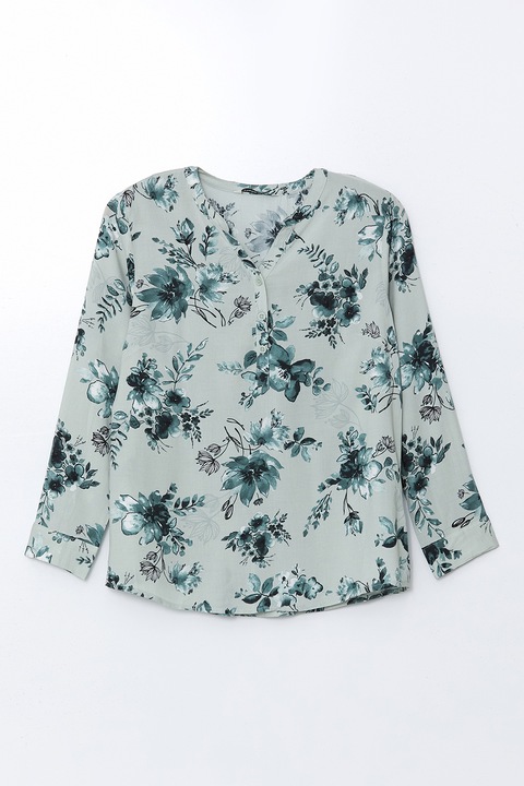 LC WAIKIKI, Bluza-tunica cu imprimeu, Verde inchis/Verde pal/Alb murdar
