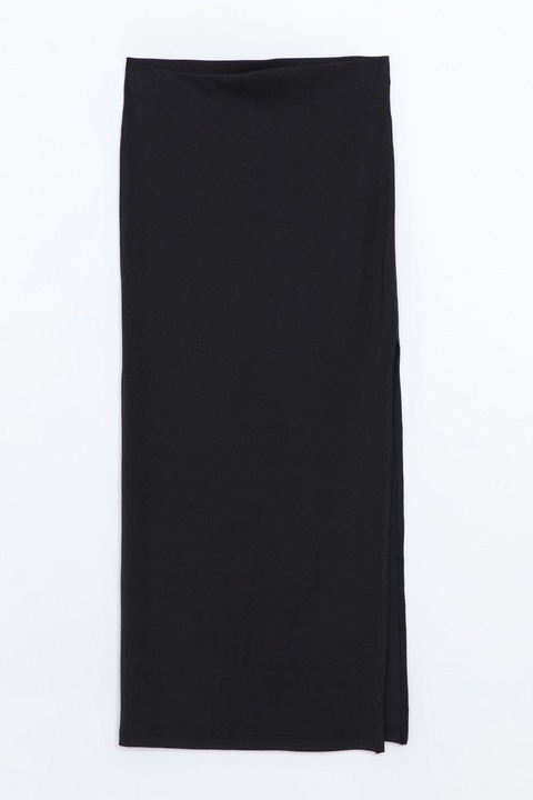 LC WAIKIKI, Fusta midi din amestec de modal cu slit lateral, Negru