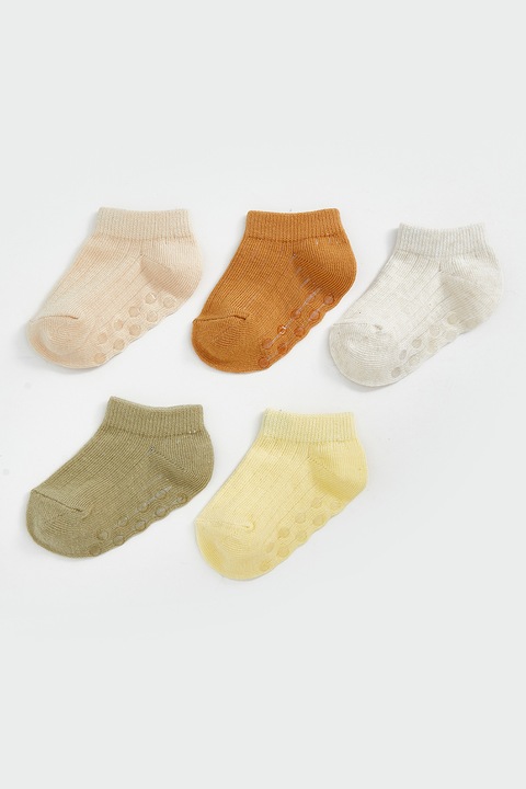 LC WAIKIKI, Set de sosete din amestec de bumbac - 5 Perechi, Maro/Galben/Kaki