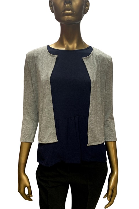 Bolero damă ETAM T Cardi Lurex, mâneci 3/4, efect strălucitor, fibre metalice, Gri