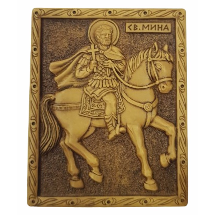 Figurina magnetica, Icoana Sfantului Mina, Ceramica