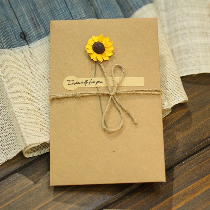 Set de felicitari cu flori uscate, multicolor, 4.3x6.9 inch