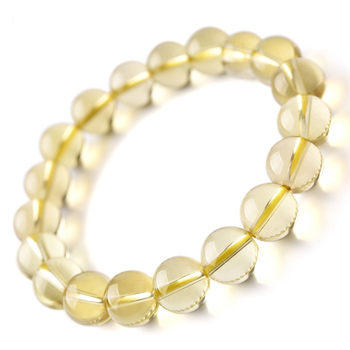 Гривна от естествен жълт кристал, 10 мм, Регулируема 17-20 см, Слънчева енергия, За привличане на богатство