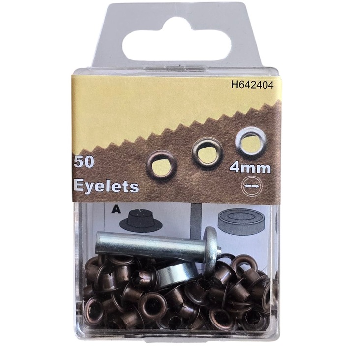 Set ochiuri O 4 mm. + matrice, pentru uz manual, 50 buc., H642404, culoare cupru