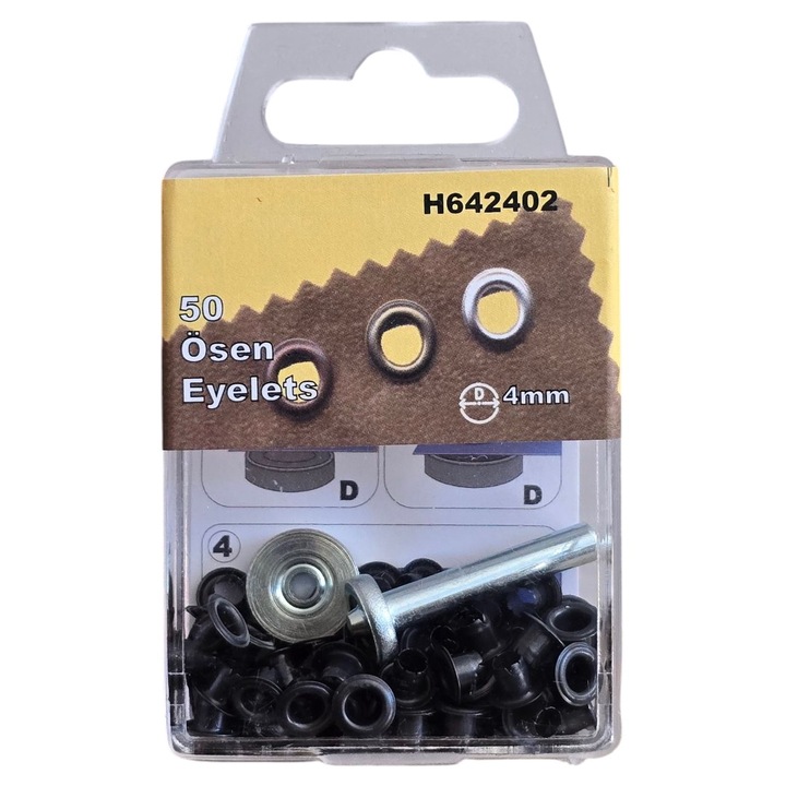 Set ochiuri O 4 mm. + matrice, pentru uz manual, 50 buc., H642402, culoare oxid
