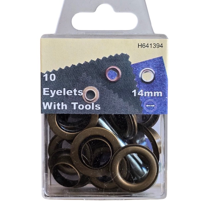 Set ochiuri O 14 mm. + matrice, pentru uz manual, 10 buc., H641394, culoare auriu vechi