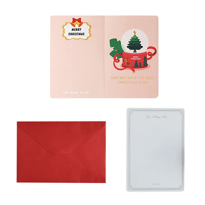 Felicitari de Craciun set 6 bucati, design 3D, hartie speciala, multicolor, 15x10cm