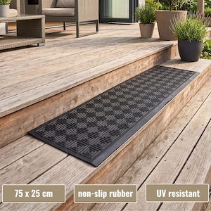 Covor Pentru Trepte, elSimone, 75 x 25 cm, Scari, Banda Antiderapanta Si Exterior, 100% Cauciuc, Margine 2.5 cm