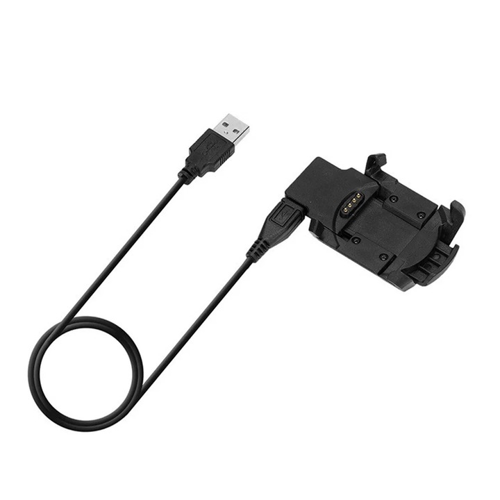 Dock de incarcare pentru smartwatch, Garmin Fenix 3, Fenix 3 HR, Fenix 3 Sapphire, Quatix 3, Tactix Bravo, negru, 56x45x15mm