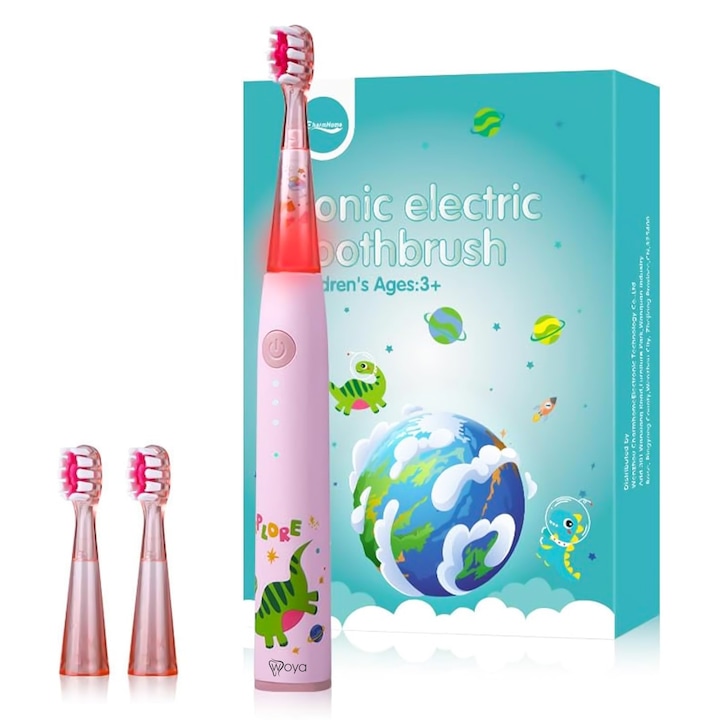 Woya ED716 Elektromos fogkefe gyerekeknek, 2 fej, rózsaszín