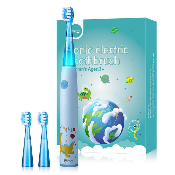 Woya ED716 Elektromos fogkefe gyerekeknek, 2 fej, kék