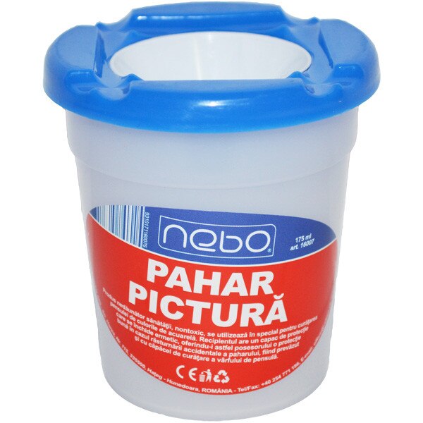 Pahar NEBO pentru pictura cu capac , inaltime 8,5 cm , Albastru , Robentoys®