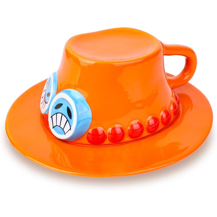 One Piece Anime Design Kávésbögre Ász kalapjával, Kerámia Bögre Kávéhoz, Teához vagy Tejhez