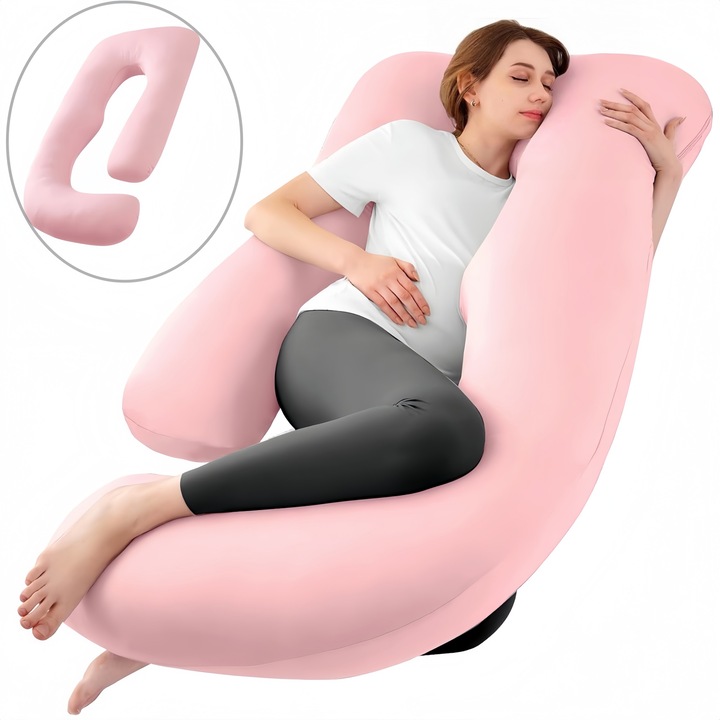 Perna gravide, Wacorresi, Perna pentru gravide si care alapteaza, Detasabila si lavabil, Forma ergonomica, Multifunctionala, Detasabila si lavabil, Suport pentru spate, picioare, burta, solduri pentru femeile insarcinate, 80x120x180cm, roz