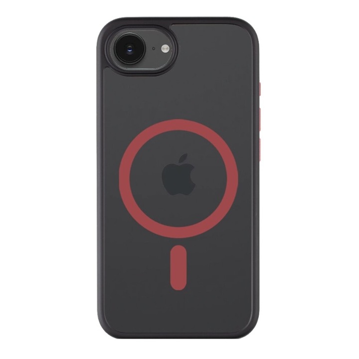 Telefontok iPhone 16e kompatibilis - Tactical MagForce - MagSafe kompatibilis fekete / piros műanyag hátlap tok
