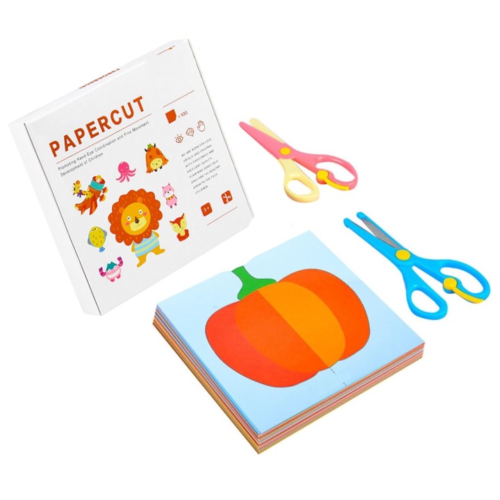 Set 102 creativ origami, Hggzeg, Animale si viata, Cu 2 Foarfece, Nu va fi rupta cu usurinta, Promovarea dezvoltarii intelectuale, Pentru lectii origami scolare, proiecte mari sau formare pentru incepatori, 14* 14* 1.5cm, Multicolor