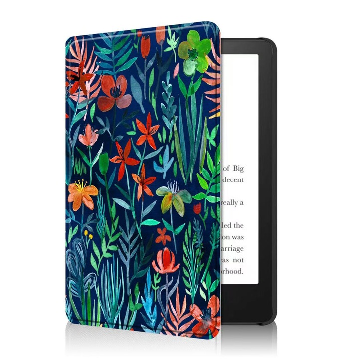 Husa pentru Kindle Paperwhite 2024 (12th gen) 7 inch / Kindle Colorsoft Signature Edition 7 inch slim ultra-light functie sleep/wake-up inchidere magnetica - romantic garden